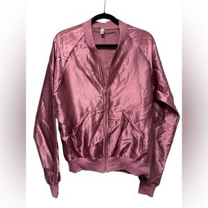 American Apparel Shiny Pink Bomber Jacket